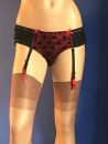 Vintage Pin Up Style Suspender Panty Blk/Red Brief
