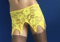 Preview: Sexy gelber Blumendesign Strapshalter mit 8 Haltern