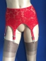 Preview: Roter Blumendesign Strumpfhalter mit 6 Haltern