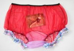 Preview: Retro Style Sissy Nylon Panty Hot Red 3XL