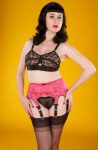 Preview: Satin Jacquard Style Pink Strapshalter mit 8 Haltern