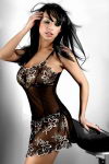 Preview: Traumhaftes Negligeé mit Blumenmuster und String