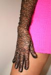 Preview: Schwarze lange Vintage Spitzenhandschuhe