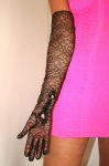 Preview: Schwarze lange Vintage Spitzenhandschuhe