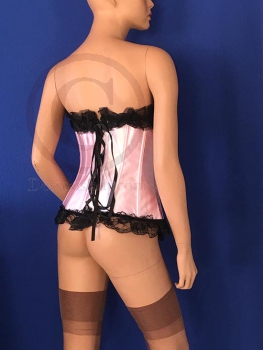 Sexy Satin Lace Corset Pink