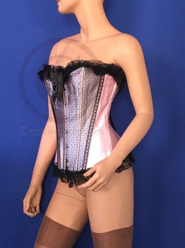 Sexy Satin Lace Corset Pink