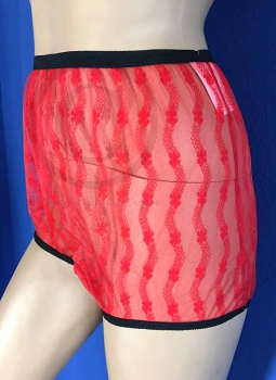 Pin-Up Rotes Nylon Damenhöschen Transparent