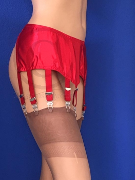 Strumpfhalter Satin rot mit 10 Strapshaltern
