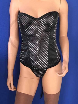 Schwarze Corsage mit weißen Punkten Large