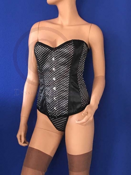 Schwarze Corsage mit weißen Punkten Large
