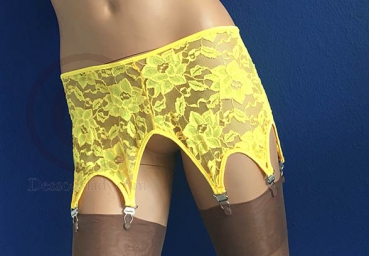 Sexy gelber Blumendesign Strapshalter mit 8 Haltern