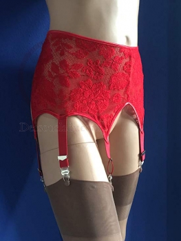 Roter Blumendesign Strumpfhalter mit 6 Haltern