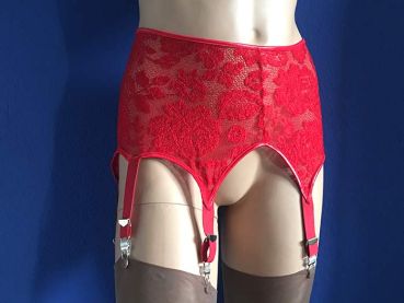 Roter Blumendesign Strumpfhalter mit 6 Haltern