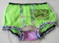 Retro Style Sissy Nylon Panty Neon Green 3XL