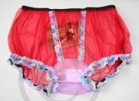 Retro Style Sissy Nylon Panty Hot Red 3XL