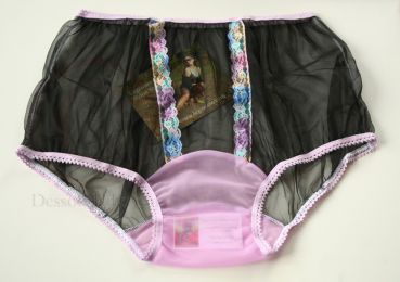 Vintage Style Black Sheer Nylon Panty Pin Up