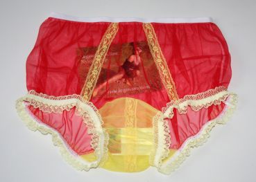 Vintage Style Red Sheer Nylon Panty Large