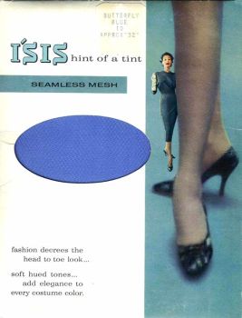 Isis alte US-Nylonstrümpfe Blau Gr. 10 Medium