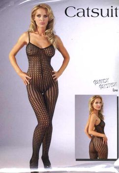 Mandy Mystery Open Crotch Catsuit Black