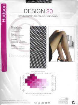 Hudson Design 20 schwarze Netzstrumpfhose Nylons 40-42