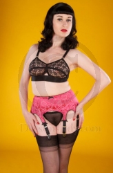 Satin Jacquard Style Pink Strapshalter mit 8 Haltern