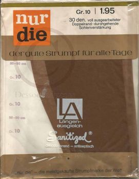 Nur Die Vintage Brown Stockings Nylons Size 10 XL