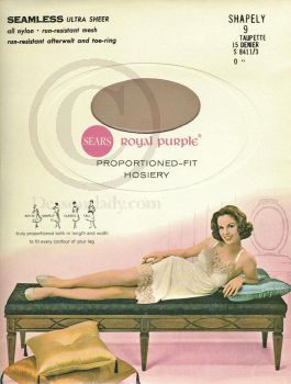 Royal Purple Old Sheer Seamless Stockings Sz 9