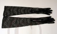 Schwarze lange Vintage Spitzenhandschuhe