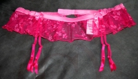 Pink Suspender Belt with 4 Garters Large