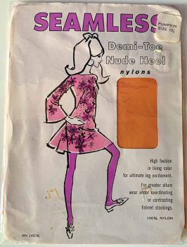 Nahtlose Vintage Nylon Strümpfe RT Orange US 10,5