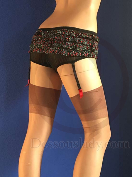 Süsses Höschen mit Kirschen Print und 4 Strapsen