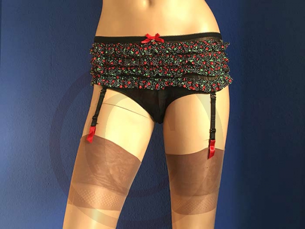 Süsses Höschen mit Kirschen Print und 4 Strapsen