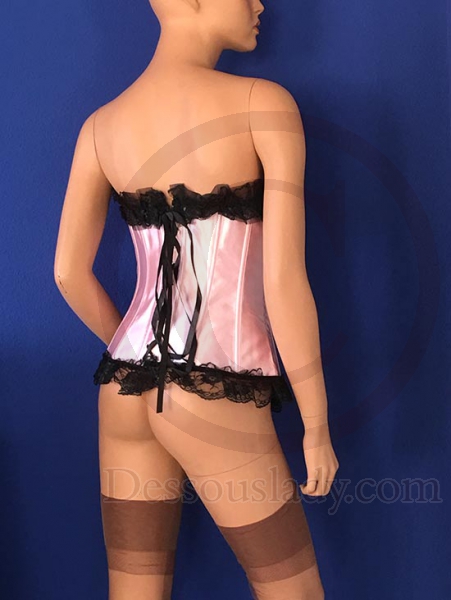 Sexy Satin Lace Corset Pink