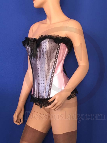 Sexy Satin Lace Corset Pink