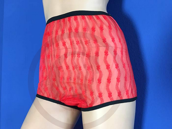 Pin-Up Rotes Nylon Damenhöschen Transparent