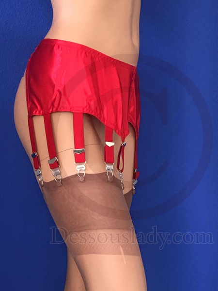 Strumpfhalter Satin rot mit 10 Strapshaltern
