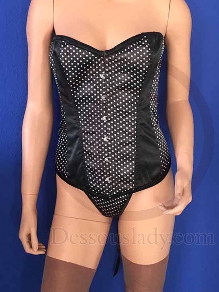 Schwarze Corsage mit weißen Punkten Large