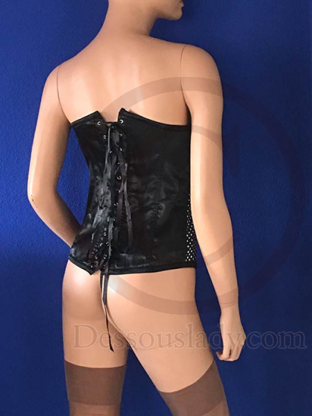 Schwarze Corsage mit weißen Punkten Large