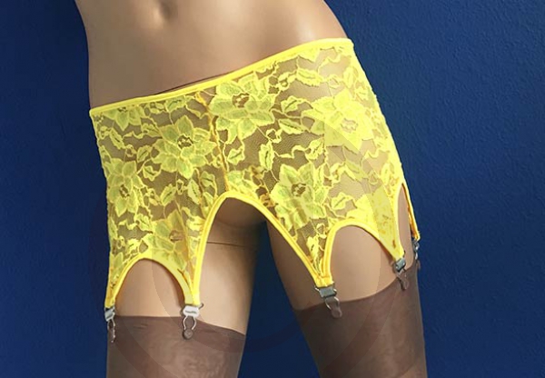 Sexy gelber Blumendesign Strapshalter mit 8 Haltern