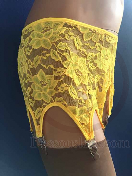Sexy gelber Blumendesign Strapshalter mit 8 Haltern