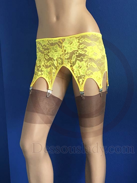 Sexy gelber Blumendesign Strapshalter mit 8 Haltern