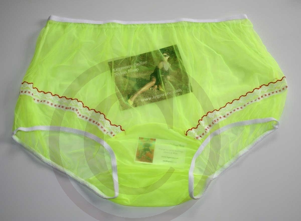 Rockabilly Style Sheer Neon Yellow Nylon Panty 3XL