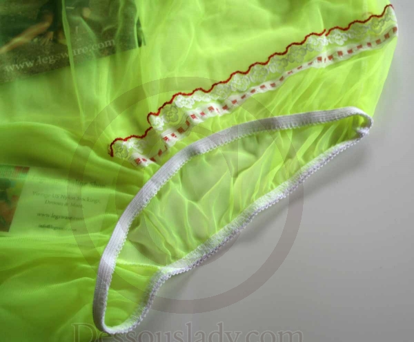 Rockabilly Style Sheer Neon Yellow Nylon Panty 3XL