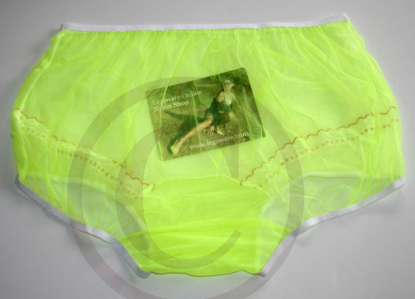 Rockabilly Style Sheer Neon Yellow Nylon Panty 3XL