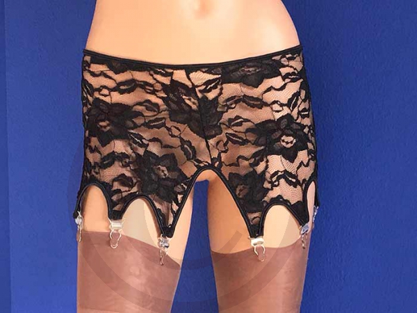 Sexy Schwarzer Blumendesign Strapshalter mit 8 Haltern
