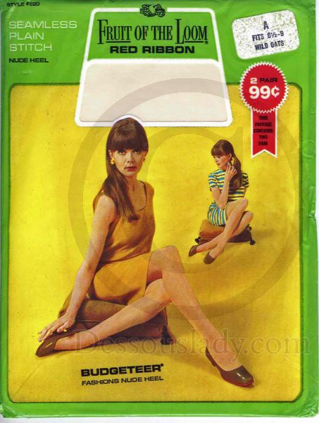 2 Pairs Fruit of the Loom Deluxe vintage Stockings Size 8,5-9