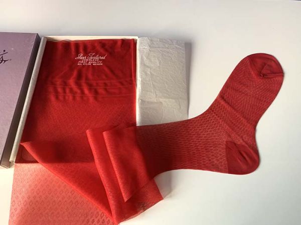 Albert's Flirt Muster Vintage US Nylonstrümpfe Rot 11 M/L
