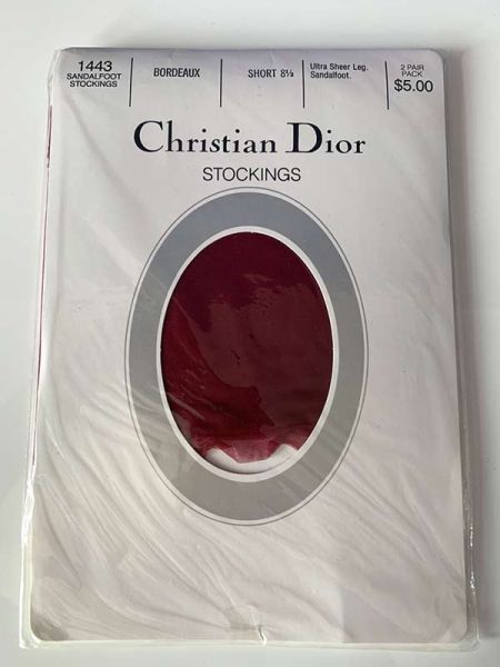 Christian Dior 2 Paar Vintage Nylonstrümpfe Sandal Weinrot 8,5 S