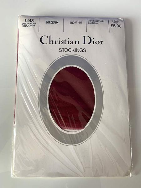 Christian Dior 2 Paar Vintage Nylonstrümpfe Sandal Weinrot 9,5 S