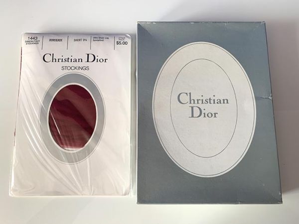 Christian Dior 2 Paar Vintage Nylonstrümpfe Sandal Weinrot 9,5 S